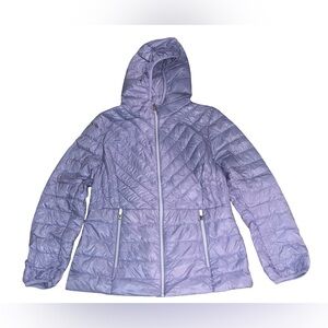 Women's Lavender Quilted Zip Up Coat/Jacket with Hood, Size Large